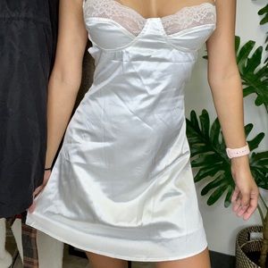 Small white satin dress spaghetti strap with back bra hook